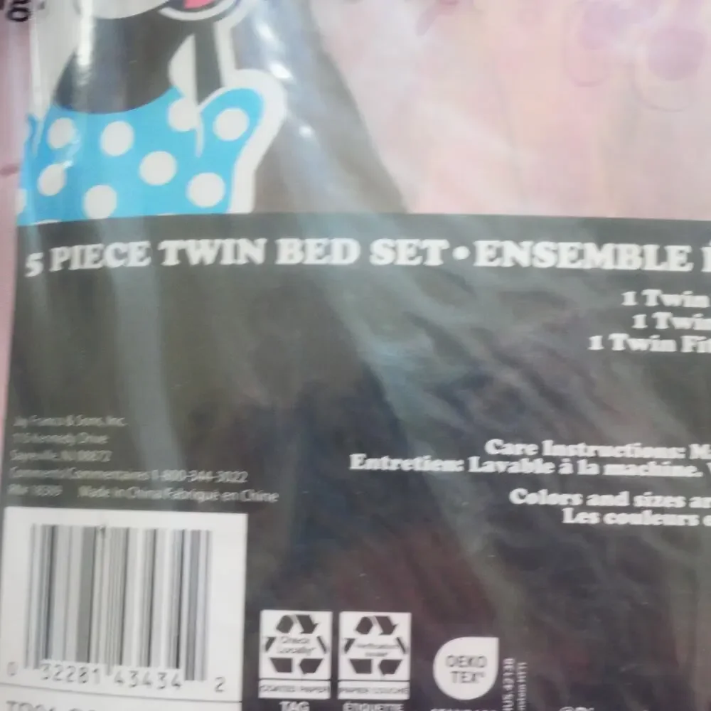 NEW Franco Disney Minnie Mouse 5 Piece Twin Comforter & Sheet Set PINK